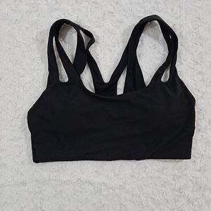 Athleta Asana Bra A-C black criss cross small sports bra Gym Workout Yoga